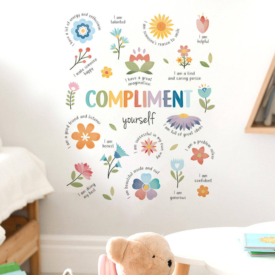 Baby Nursery Furniture - English colorful inspirational quotes Watercolor Wall