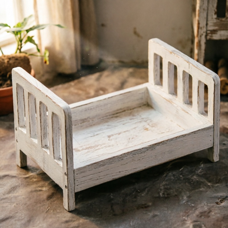 Baby Nursery Boy - Infant Posing Sofa Retro Wood Bed