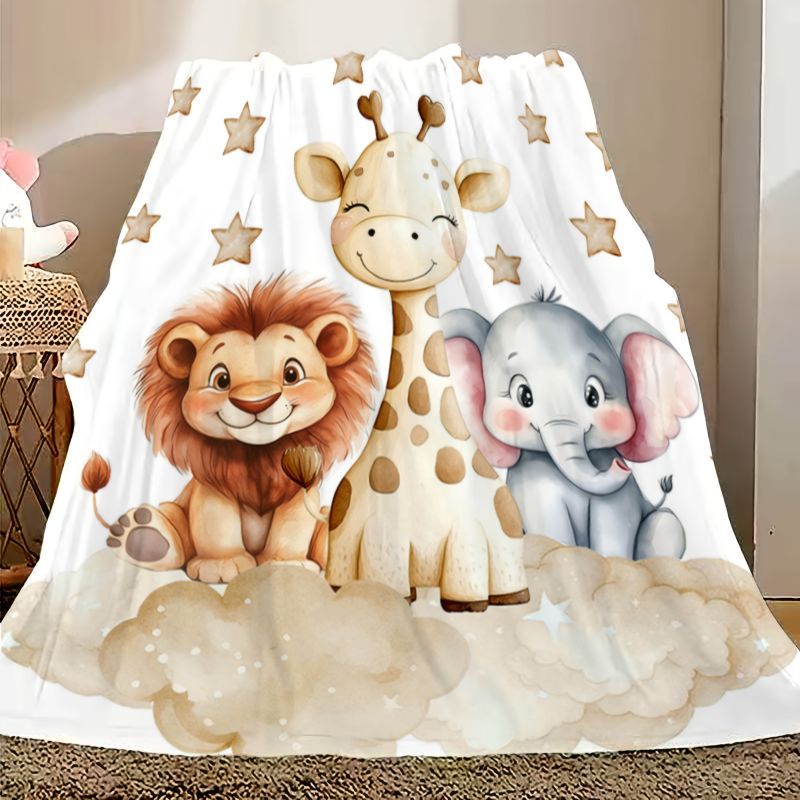 Baby Nursery Accessories - VIKAMA Cartoon Animal Print Flannel Blanket