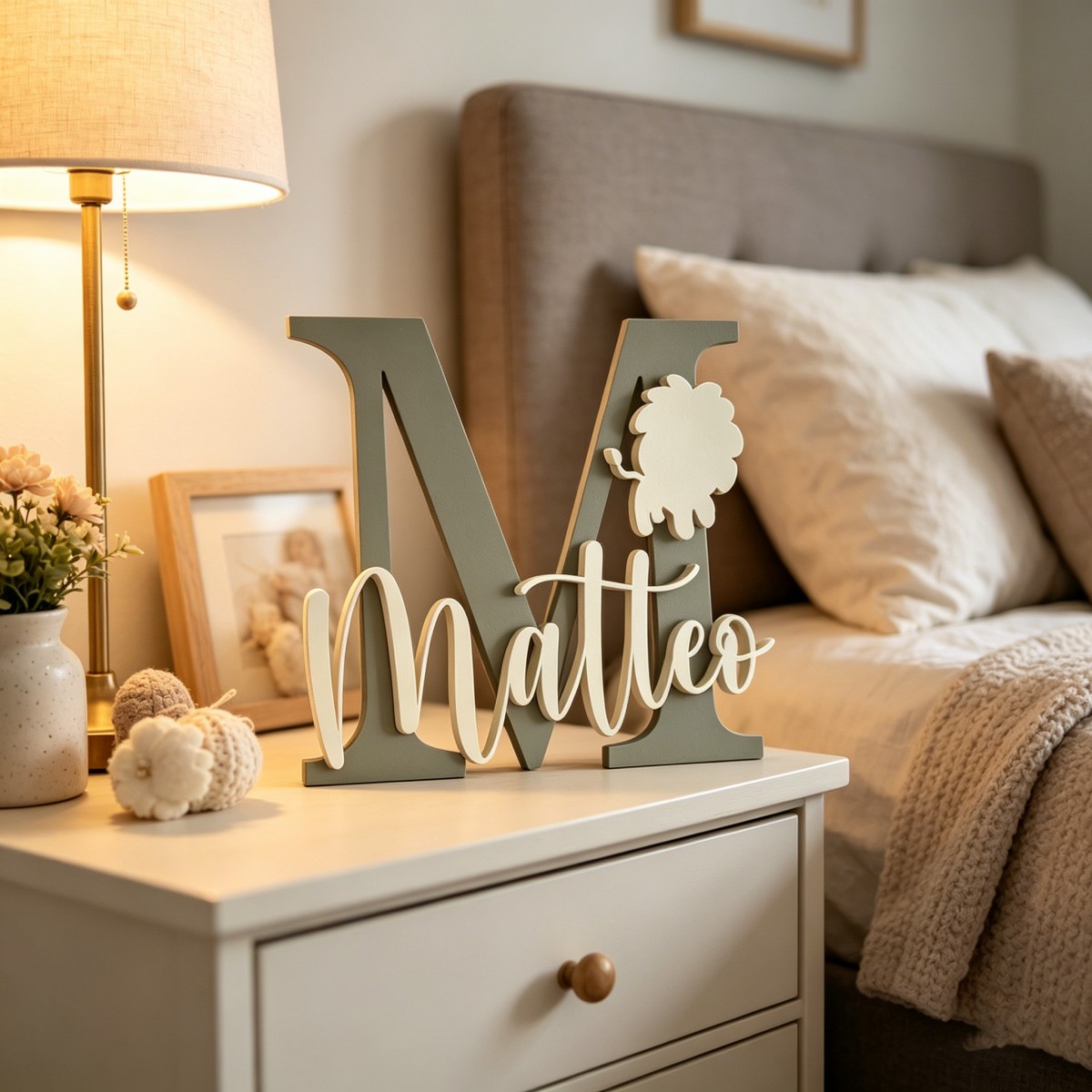 Baby Nursery Wall - 1Pc Custom Lion Name & Initial