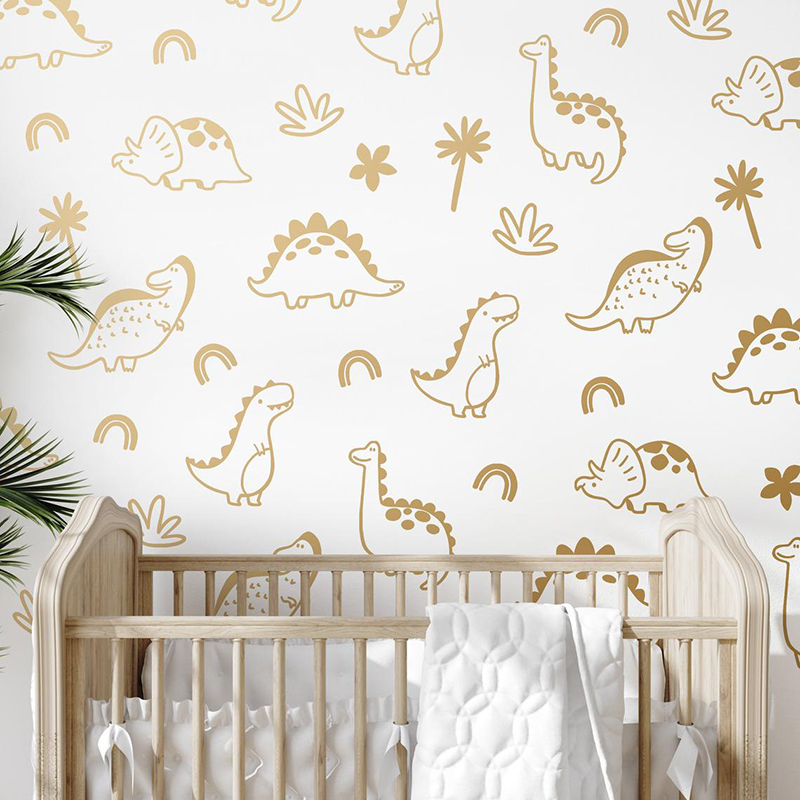Baby Nursery Furniture - Geometric Dinosaur Tree Rainbow Wall Sticker