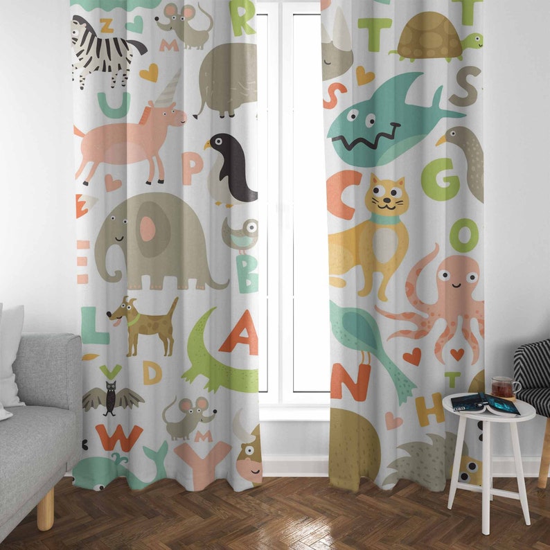 ABC Alphabet Nursery Curtain A - Baby Nursery Blackout Curtains 评论和价格