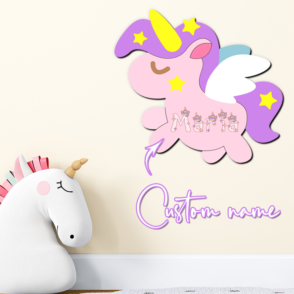 Custom Unicorn Wooden Name Sig - Baby Nursery Wall 评论和价格