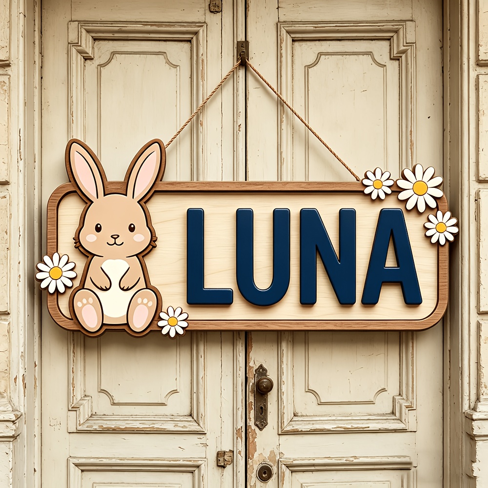 Customizable Bunny & Daisy Woo - Baby Nursery Accent Wall 评论和价格