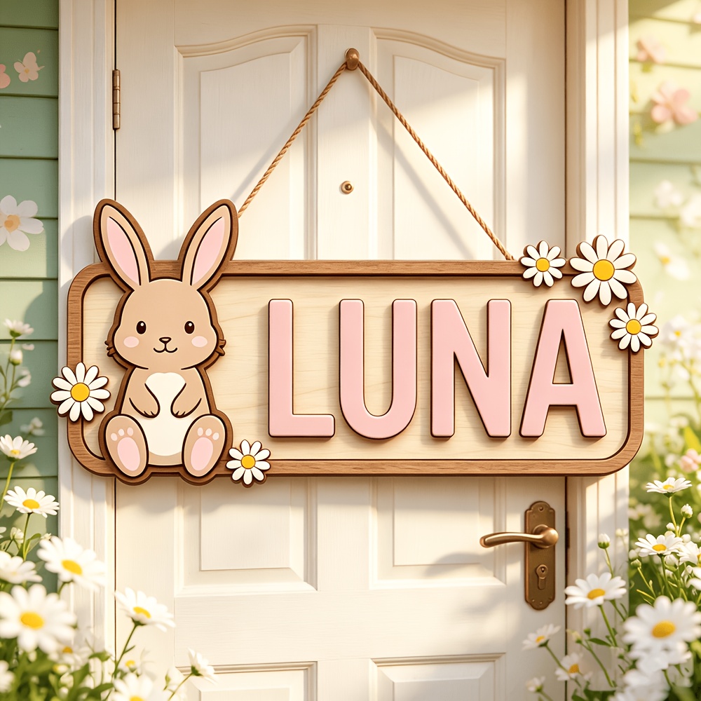 Customizable Bunny & Daisy Woo - Baby Nursery Accent Wall 评论和价格