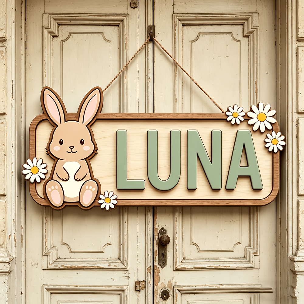 Customizable Bunny & Daisy Woo - Baby Nursery Accent Wall 评论和价格
