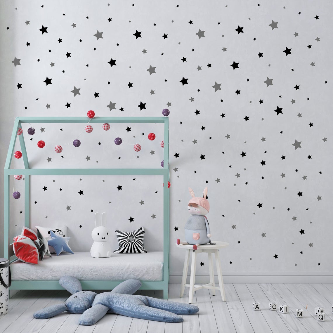 Cartoon 65Pcs Star Wall Sticke - Baby Nursery Furniture 评论和价格