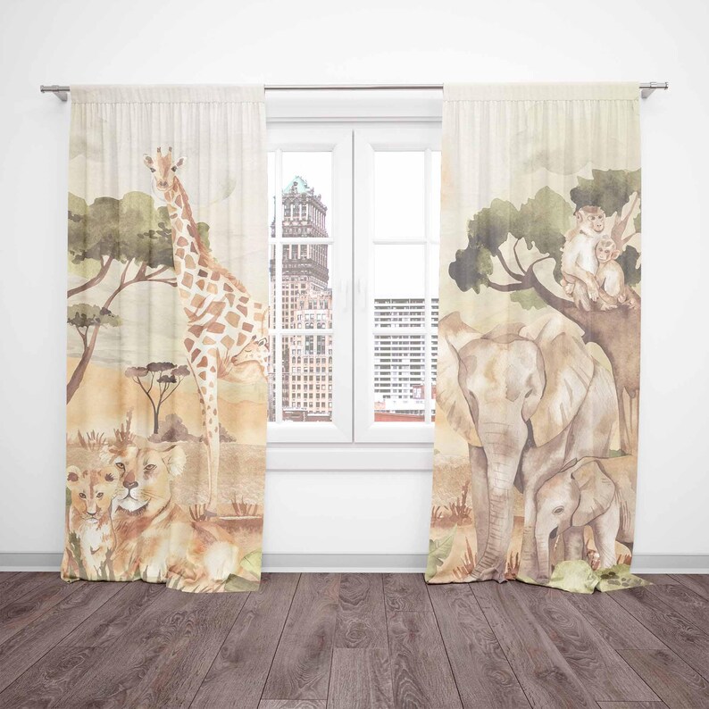 Mom and Baby Curtains Safari A - Baby Nursery Blackout Curtains 评论和价格