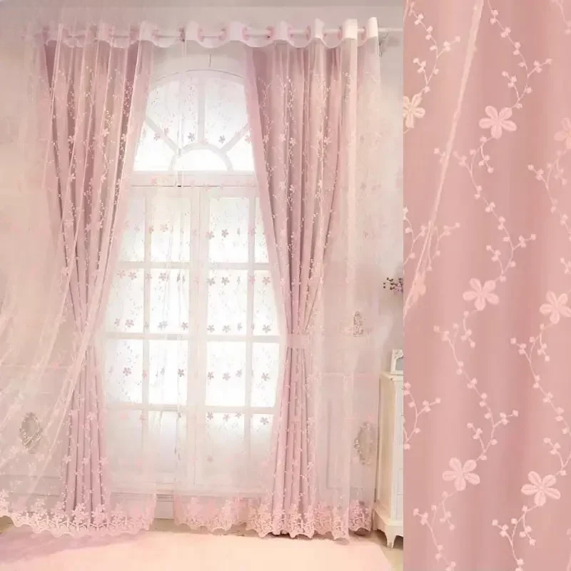 1PC Korean Pink Sheer Princess - Baby Nursery Blackout Curtains 评论和价格