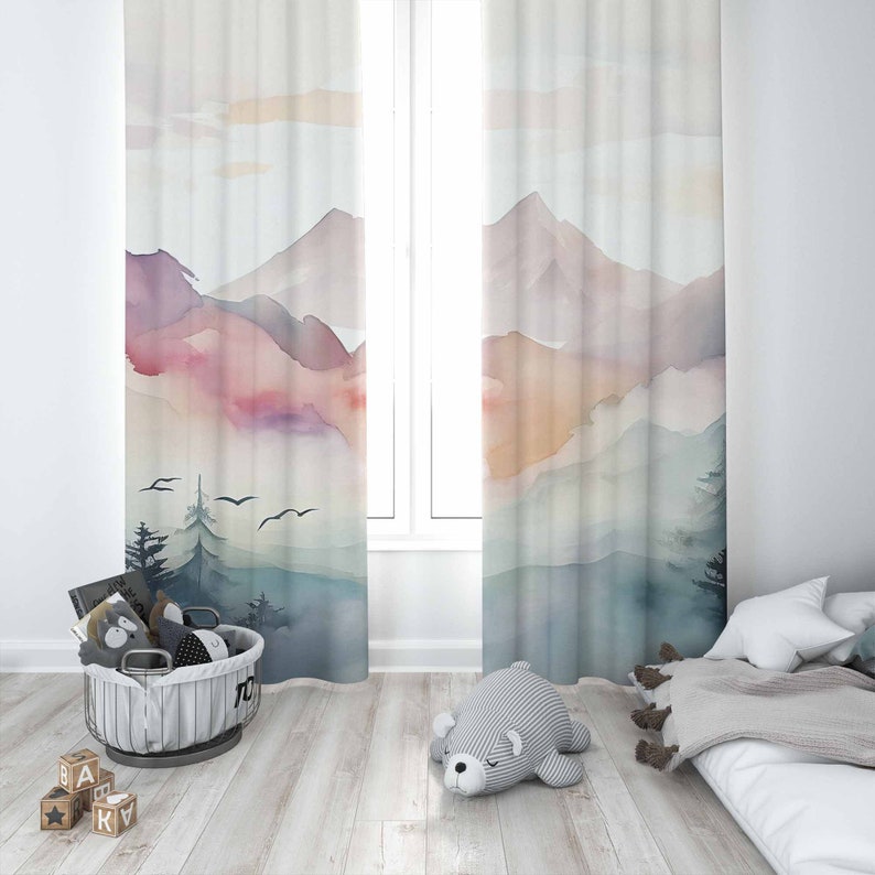 Mountain Forest Nursery Curtai - Baby Nursery Blackout Curtains 评论和价格