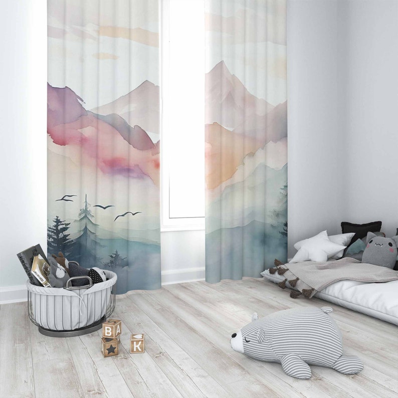Mountain Forest Nursery Curtai - Baby Nursery Blackout Curtains 评论和价格