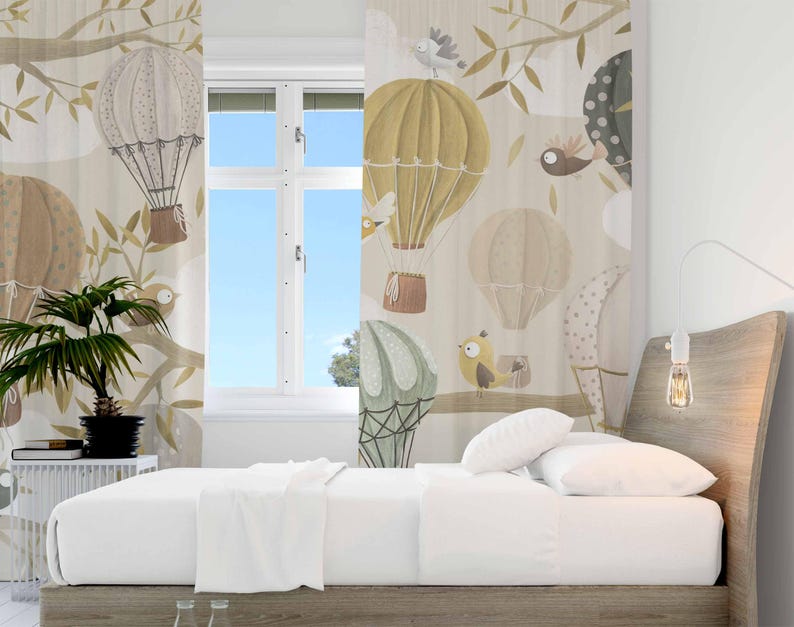 Hot Air Balloon Curtains Bird  - Baby Nursery Blackout Curtains 评论和价格