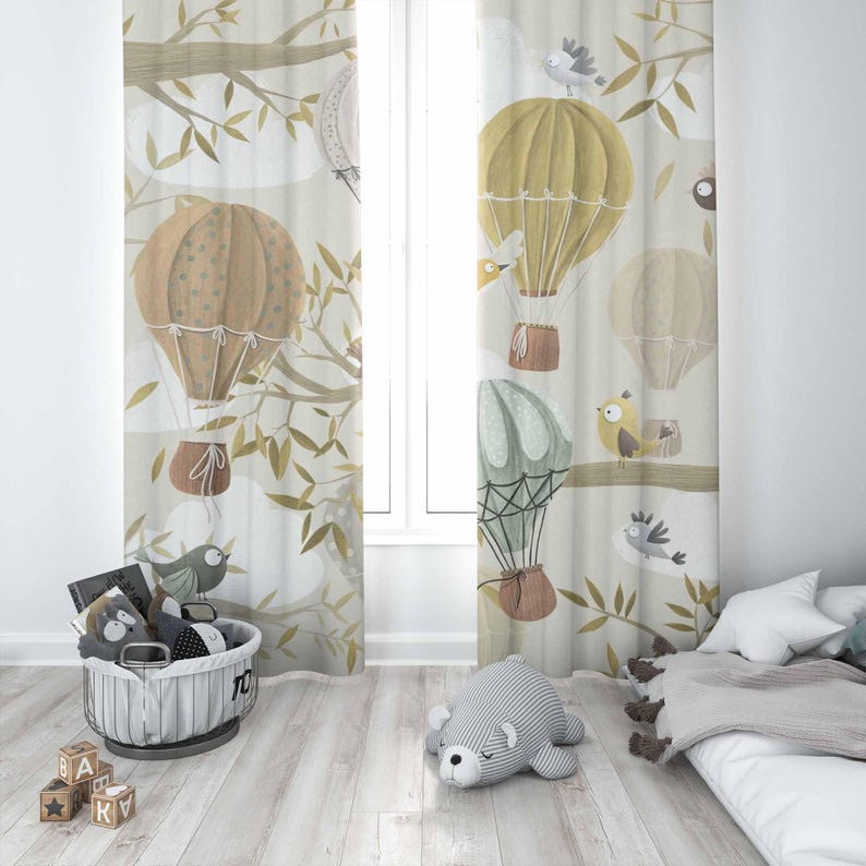 Hot Air Balloon Curtains Bird  - Baby Nursery Blackout Curtains 评论和价格