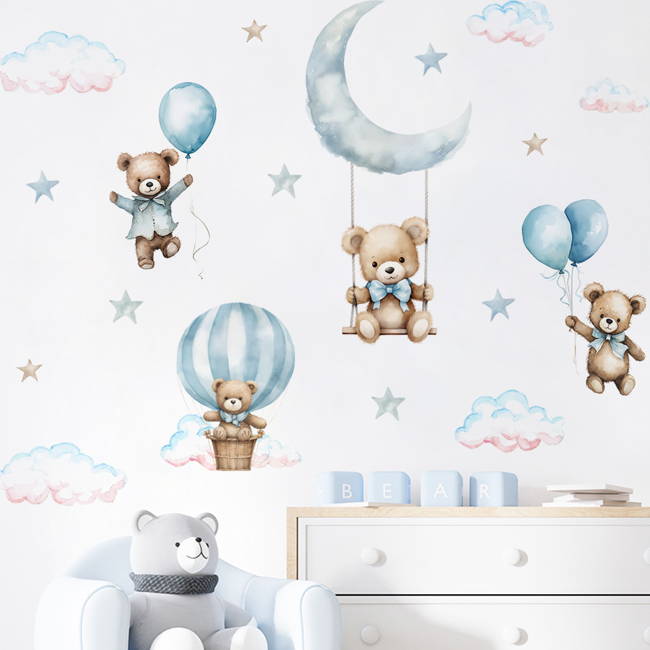 Watercolor Bear Hot Air Balloo - Baby Nursery Furniture 评论和价格