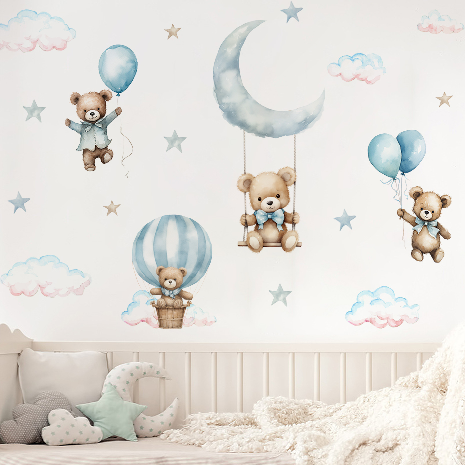 Watercolor Bear Hot Air Balloo - Baby Nursery Furniture 评论和价格