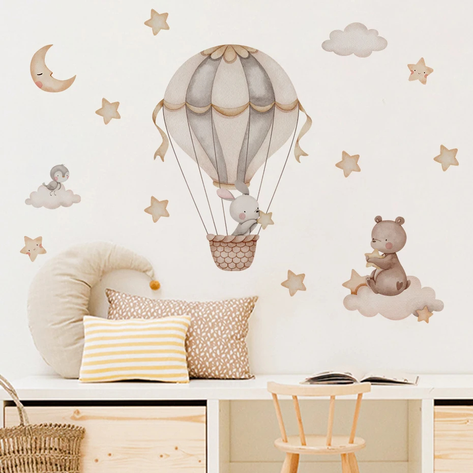 Watercolor Bear Hot Air Balloo - Baby Nursery Furniture 评论和价格