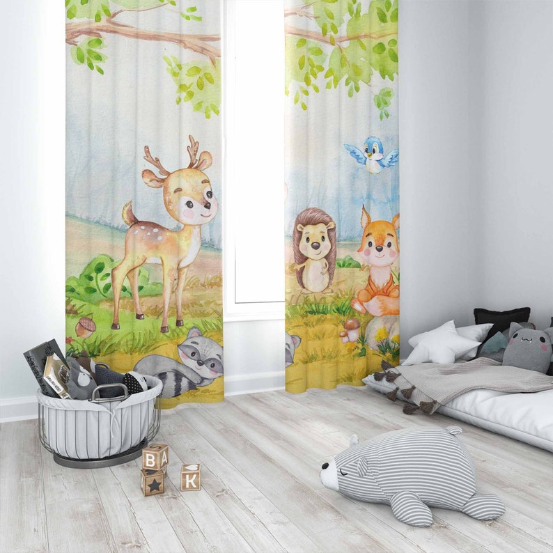 Woodland Animals Curtains Kids - Baby Nursery Blackout Curtains 评论和价格