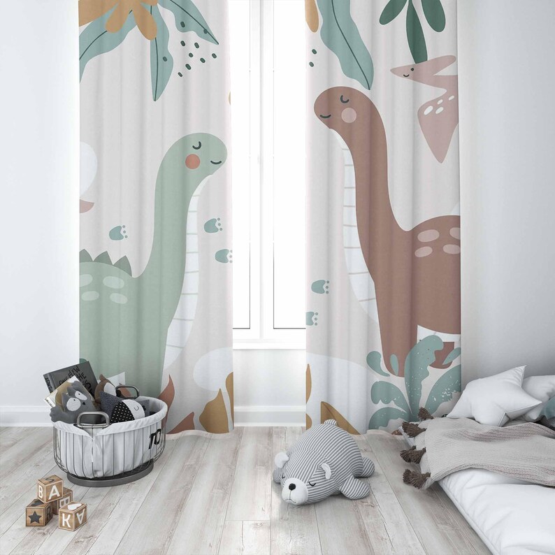 Dinosaur Nursery Curtains Dino - Baby Nursery Blackout Curtains 评论和价格