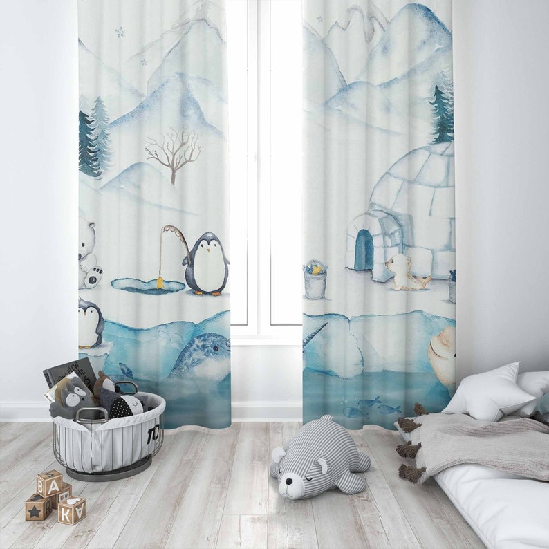 Arctic Animals Nursery Curtain - Baby Nursery Blackout Curtains 评论和价格