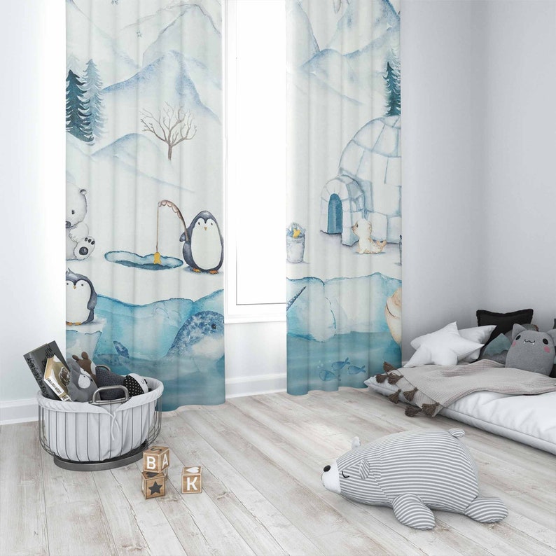 Arctic Animals Nursery Curtain - Baby Nursery Blackout Curtains 评论和价格