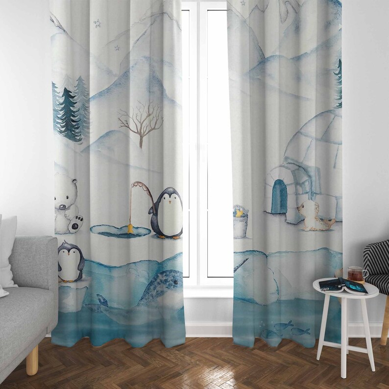 Arctic Animals Nursery Curtain - Baby Nursery Blackout Curtains 评论和价格