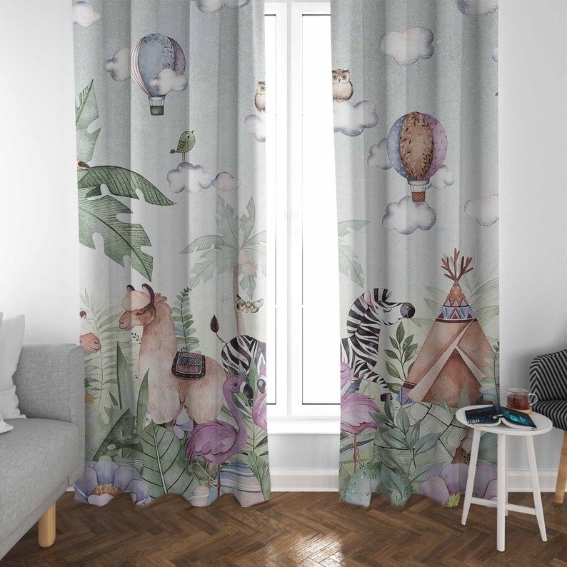 Safari Animals Party Nursery C - Baby Nursery Blackout Curtains 评论和价格
