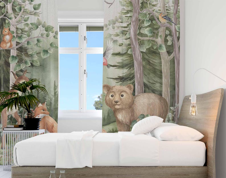 Woodland Animals Curtains Kids - Baby Nursery Blackout Curtains 评论和价格
