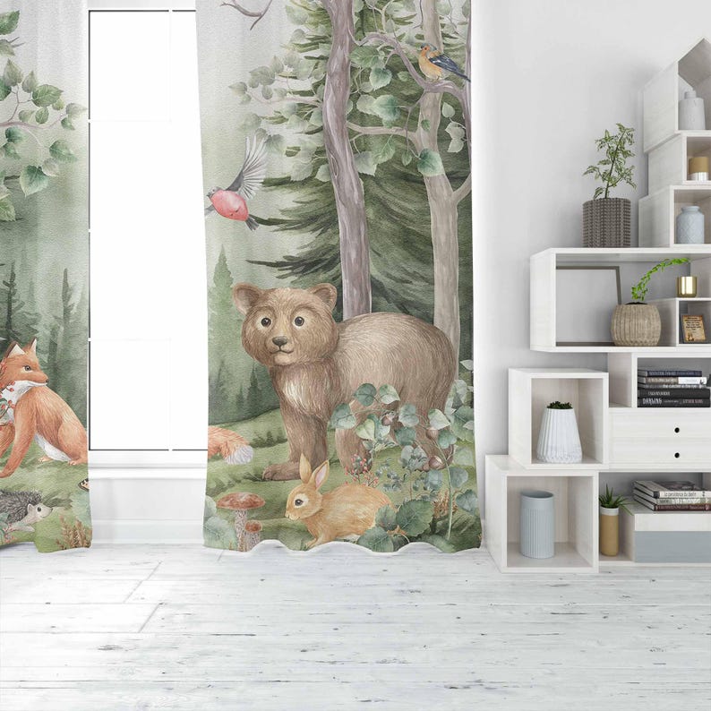 Woodland Animals Curtains Kids - Baby Nursery Blackout Curtains 评论和价格