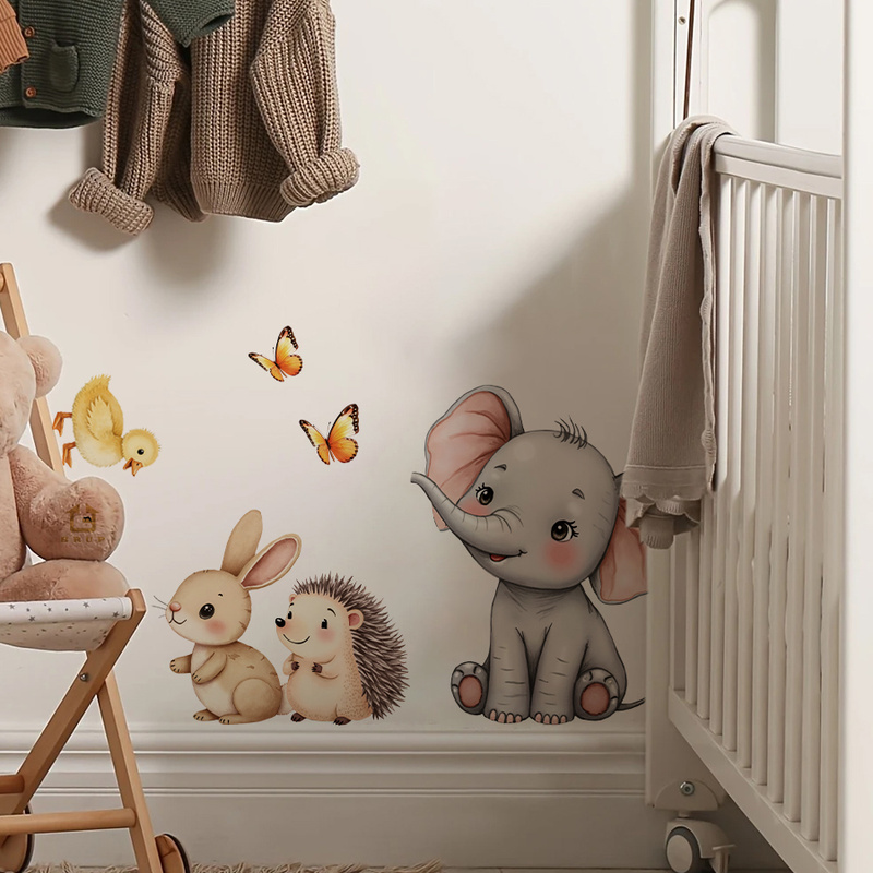 Cartoon Animal Wall Sticker -  - Baby Nursery Wall 评论和价格