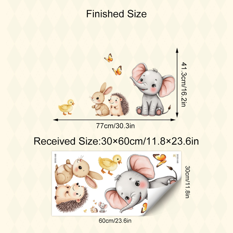 Cartoon Animal Wall Sticker -  - Baby Nursery Wall 评论和价格