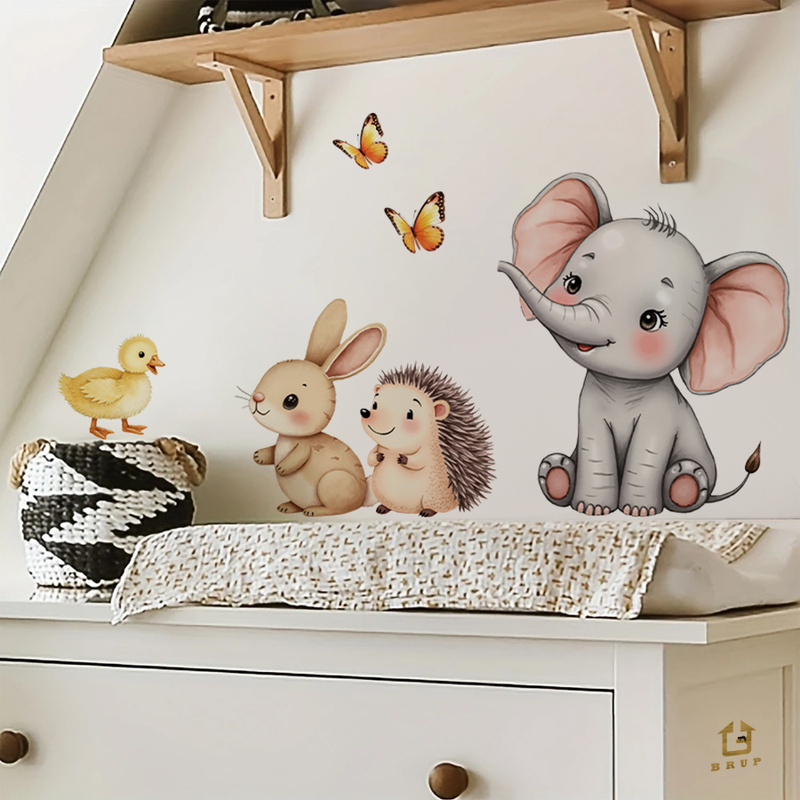 Cartoon Animal Wall Sticker -  - Baby Nursery Wall 评论和价格