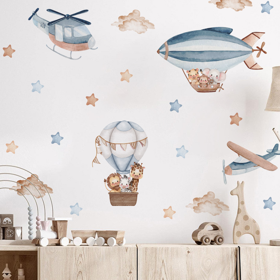 Watercolor Animals Hot Air Bal - Baby Nursery Furniture 评论和价格