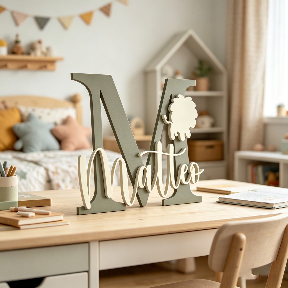 1Pc Custom Lion Name & Initial - Baby Nursery Wall 评论和价格