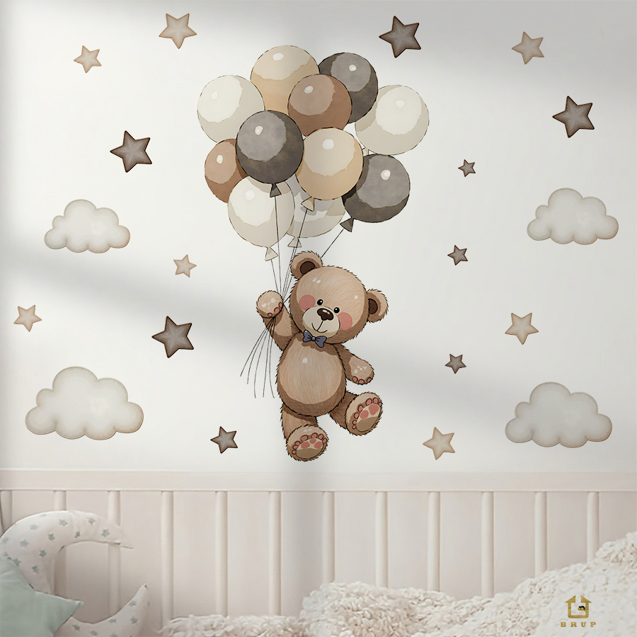 Adorable Teddy Bear Wall Decal - Baby Nursery Furniture 评论和价格