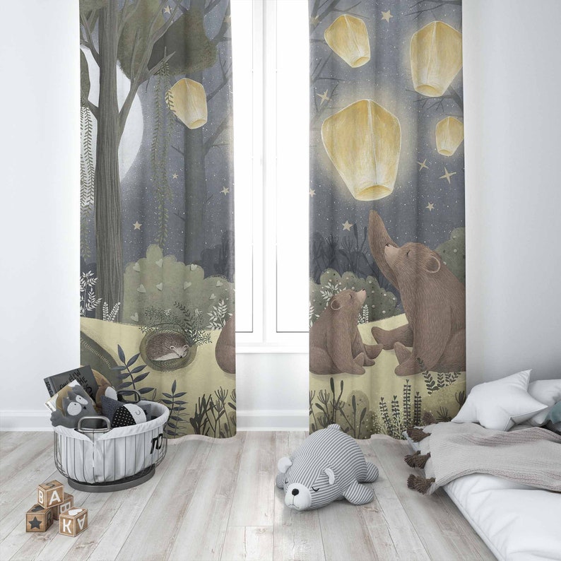 Woodland Nursery Curtains Anim - Baby Nursery Blackout Curtains 评论和价格