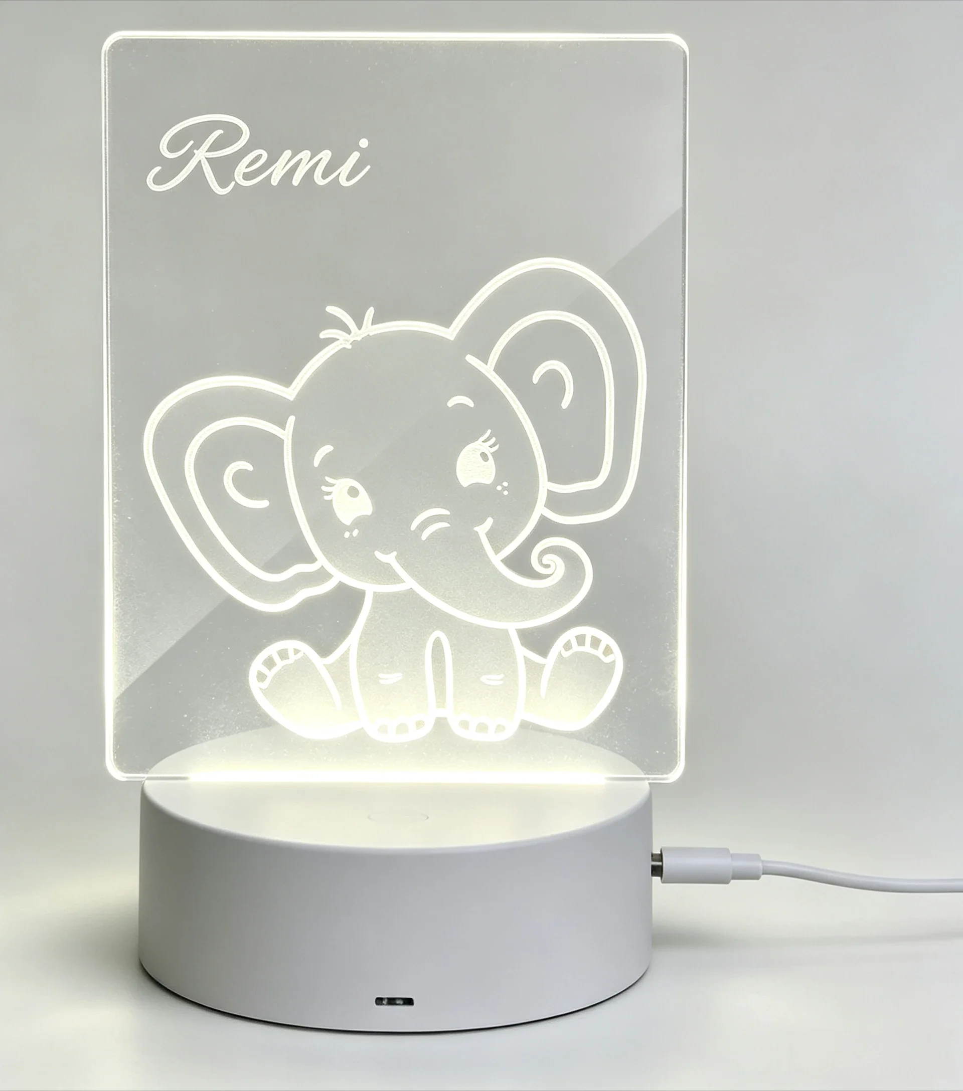 Custom Name Cute Baby Elephant - Baby Nursery Night Light 评论和价格