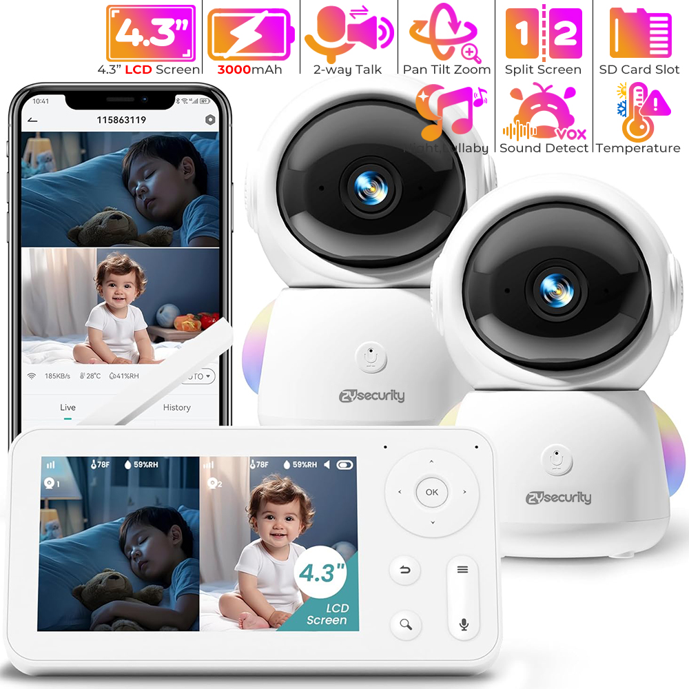 2K Baby Monitor with 2 Cameras - Baby Nursery Night Light 评论和价格