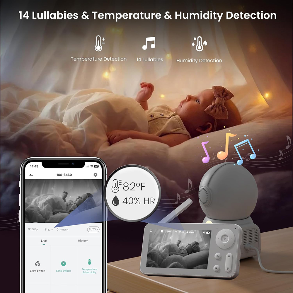 2K Baby Monitor with 2 Cameras - Baby Nursery Night Light 评论和价格