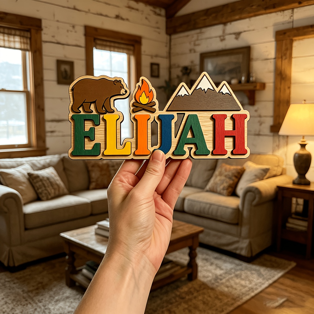 Customizable Bear & Campfire W - Baby Nursery Accent Wall 评论和价格
