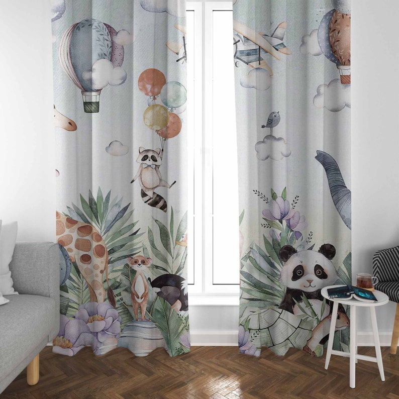 Safari Animal Party Nursery Cu - Baby Nursery Blackout Curtains 评论和价格