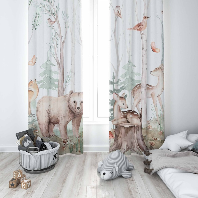 Forest Animals Curtains Kids N - Baby Nursery Blackout Curtains 评论和价格