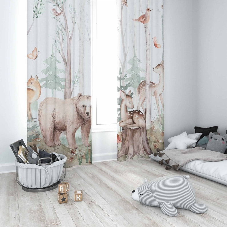 Forest Animals Curtains Kids N - Baby Nursery Blackout Curtains 评论和价格