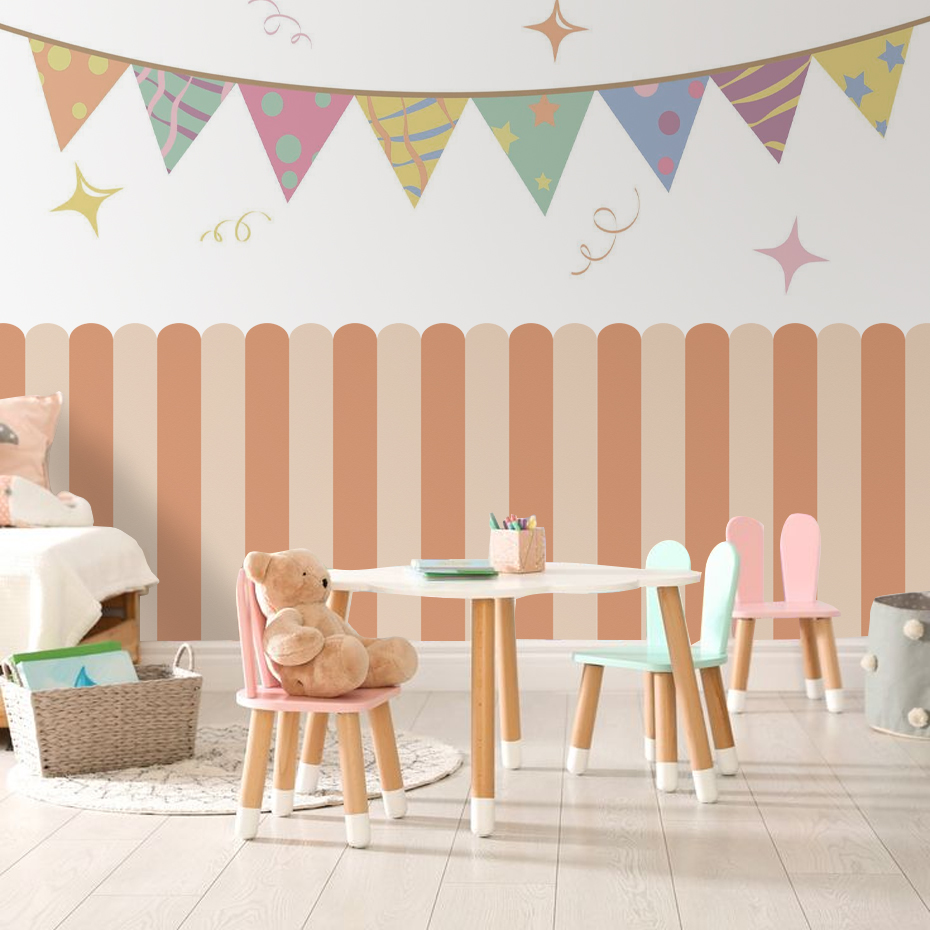 Multicolor Vertical Striped Ar - Baby Nursery Wall 评论和价格
