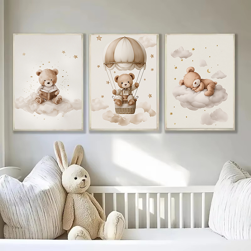 3pcs/set Bohemian Teddy Bear A - Baby Nursery Wall 评论和价格